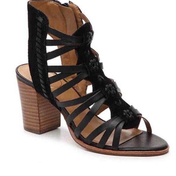 Jack Rogers Hadley Caged Leather Sandal with Block Heel Sandal Size 8 M - Picture 1 of 6